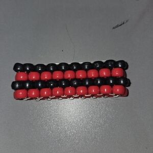 Red and Black Beaded Cuff